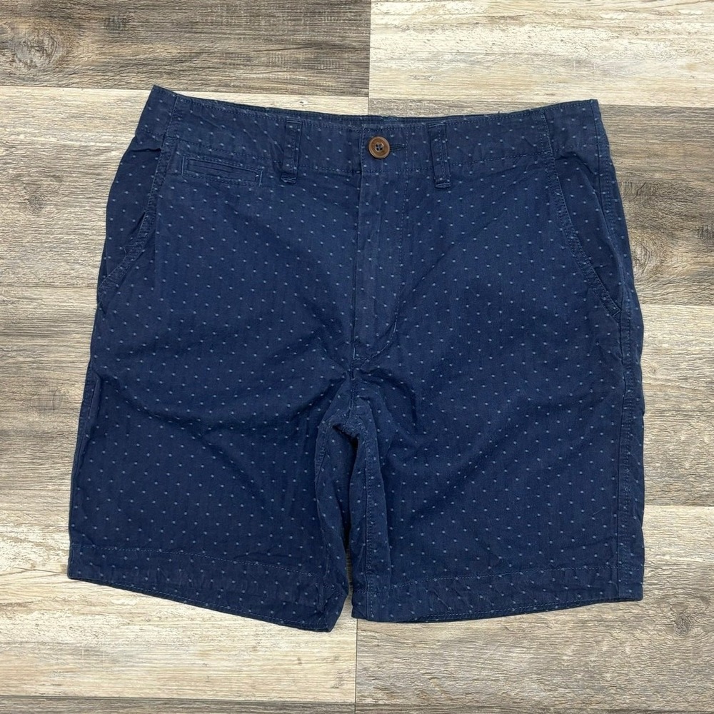 American Eagle Outfitters Shorts Prep Polka Dot Blue Men 31 AOP Flat Front Chino